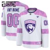 Florida Panthers Dresy Personalizované Fanatics Hockey Fights Cancer Practice 2024-25 Bílý - Dětské